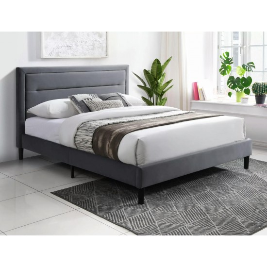 Кровать двуспальная MALAGA VELVET 160*200 серая / черная BL.14 MALAGAV160SZC 1