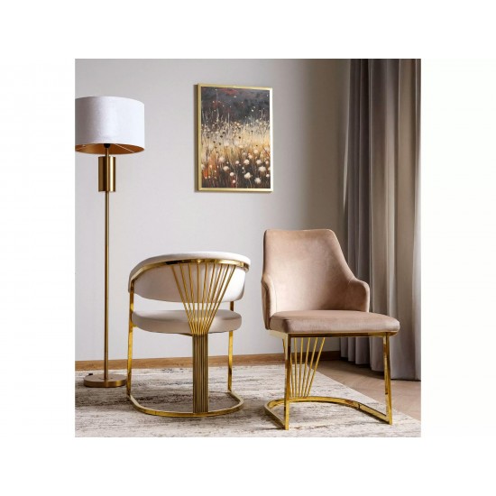 Стул кухонный CROWN VELVET золотой каркас / светлый беж BL.22 CROWNVZLJBE 2