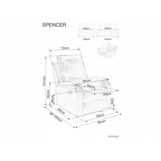 Софа розкладна SPENCER 2 RAVEN сіра 15 SPENCER2RASZ15 2