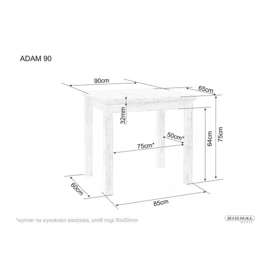 Стол обеденный ADAM 90*65 дуб ланцелот / белый мат ADAMDLB90 2