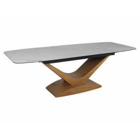 Стол обеденный раскладной DOLCE CERAMIC 180(240)*95 белый STATUARIO VENATO / дуб DOLCEBD180
