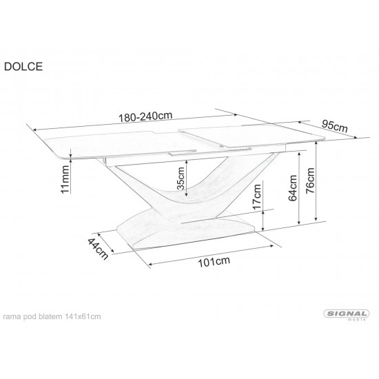 Стіл обідній розкладний DOLCE CERAMIC 180(240)*95 білий STATUARIO VENATO / дуб DOLCEBD180 3