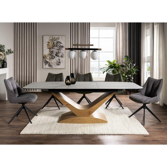 Стіл обідній розкладний DOLCE CERAMIC 180(240)*95 білий STATUARIO VENATO / дуб DOLCEBD180 2