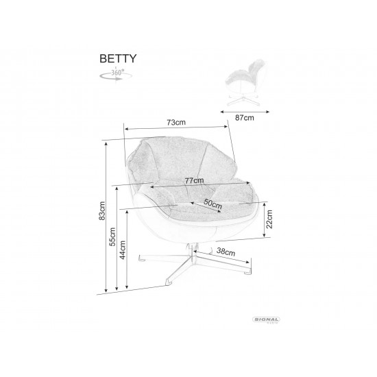 Кресло BETTY черный каркас / серое Тк.240 BETTYSZ 4