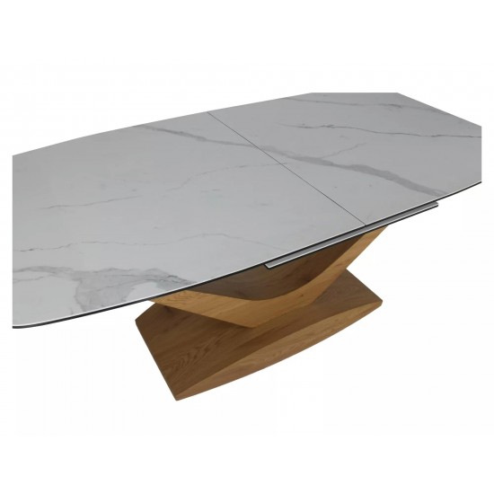 Стіл обідній розкладний DOLCE CERAMIC 180(240)*95 білий STATUARIO VENATO / дуб DOLCEBD180 6