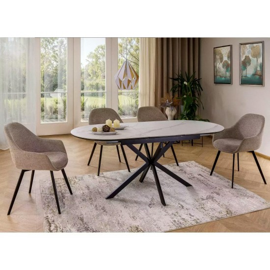 Стол обеденный раскладной GASTON CERAMIC 140(180)*80 белый / черный GASTONBC140 2