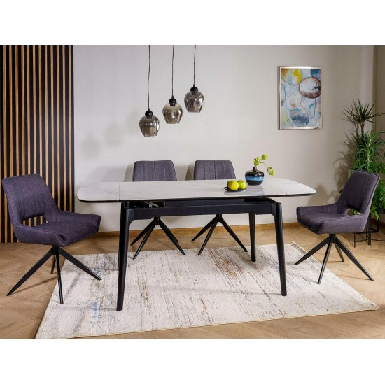 Стол обеденный раскладной SENTO 120(180)*80 белый / черный SENTOBC120 2