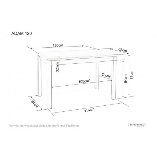 Стол обеденный ADAM 120*68 кашемир / дуб кремона торро ADAMKADCT120 3