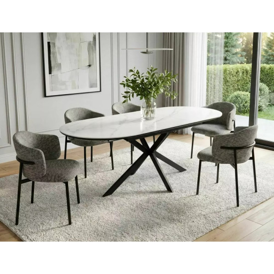 Стіл обідній розкладний GASTON CERAMIC 140(180)*80 білий / чорний GASTONBC140 3
