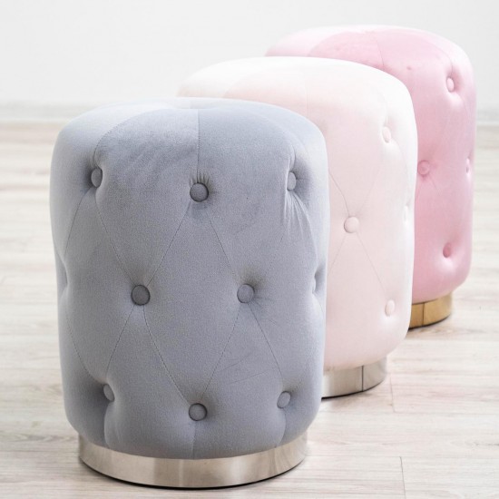 Пуф Чарли мягкий мини серый (сабрина) нога серебро 2