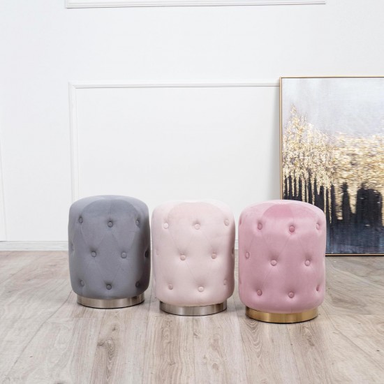 Пуф Чарли мягкий мини серый (сабрина) нога серебро 3