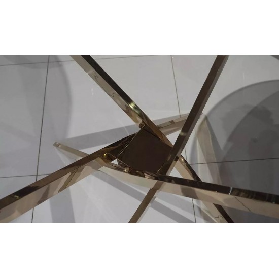 Стіл Тейлор обідній 1100x1100x750 прозорий нога золото 6
