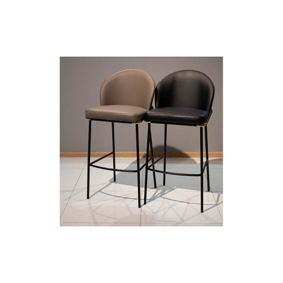 Стул Милтон барный металл сиденье экокожа 490x530x1040 бежевый 18