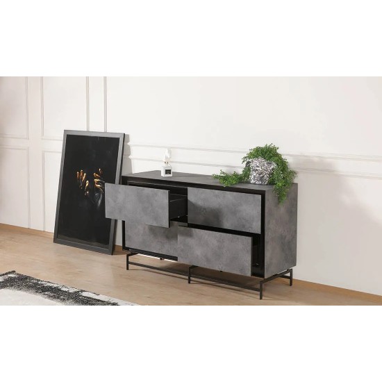 Комод Антрацит сірий матовий з ящиками 2