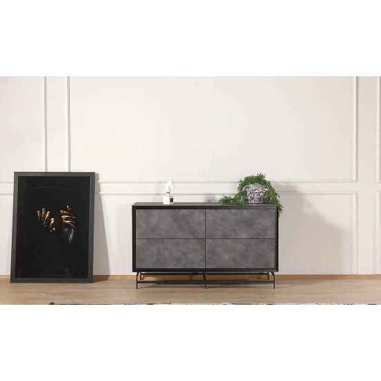 Комод Антрацит сірий матовий з ящиками 4