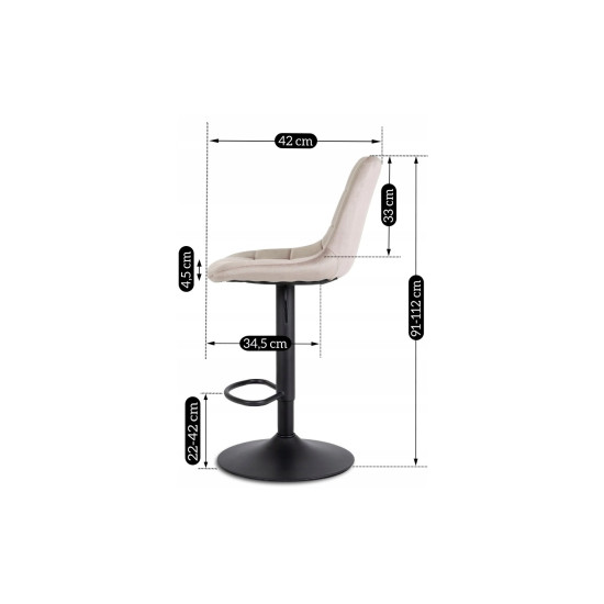 Барный стул Arcos велюр бежевый 12