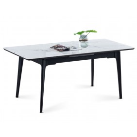 Стол обеденный раскладной BERLIN CERAMIC белый глянець / черный 140(180)X80