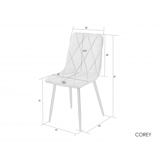 Стул кухонный COREY черный каркас/серый велюр 8