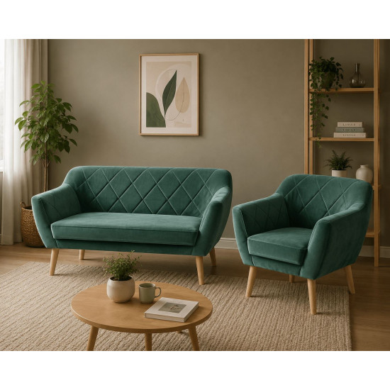 Диван KARO 2 VELVET зеленая/бук BL.78 KARO2V78BU 5