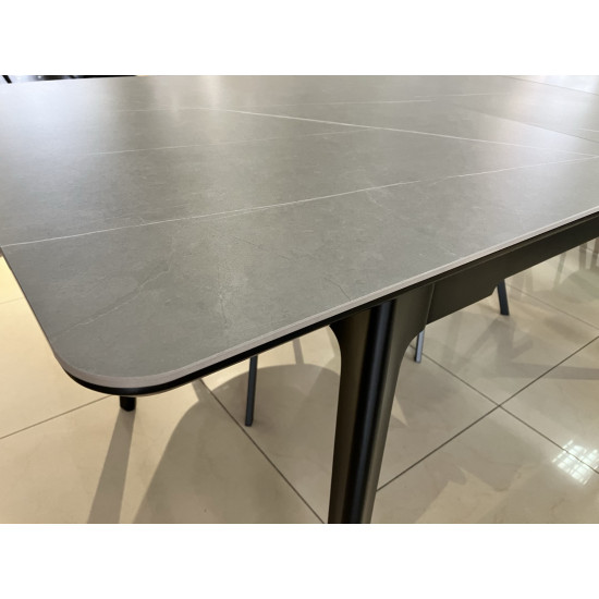 Стол обеденный раскладной BERLIN CERAMIC 140(180)*80 серый мат керамика/черный каркас 5