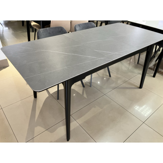 Стол обеденный раскладной BERLIN CERAMIC 140(180)*80 серый мат керамика/черный каркас 4