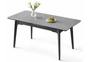 Стол обеденный раскладной BERLIN CERAMIC 140(180)*80 серый мат керамика/черный каркас