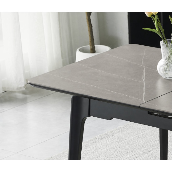 Стол обеденный раскладной BERLIN CERAMIC 140(180)*80 серый мат керамика/черный каркас 3