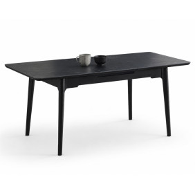 Стол обеденный раскладной BERLIN CERAMIC 140(180)*80 черный мат керамика/черный каркас