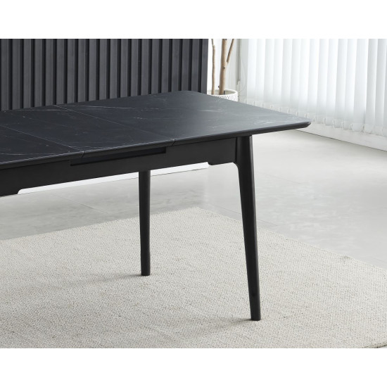 Стіл обідній розкладний BERLIN CERAMIC 140(180)*80 чорний мат кераміка/чорний каркас 4