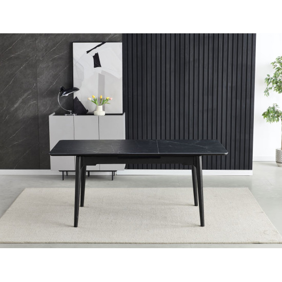 Стіл обідній розкладний BERLIN CERAMIC 140(180)*80 чорний мат кераміка/чорний каркас 3