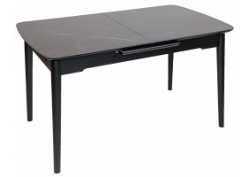 Стіл обідній розкладний BERLIN CERAMIC 140(180)*80 чорний мат кераміка/чорний каркас