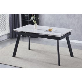 Стол обеденный раскладной OSLO CERAMIC 120(180)*80 белый глянец/черный каркас