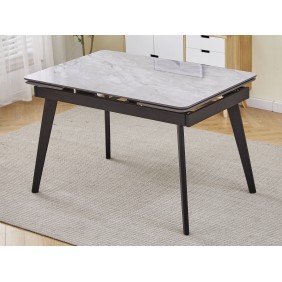 Стол обеденный раскладной OSLO CERAMIC 120(180)*80 серый глянец/черный каркас