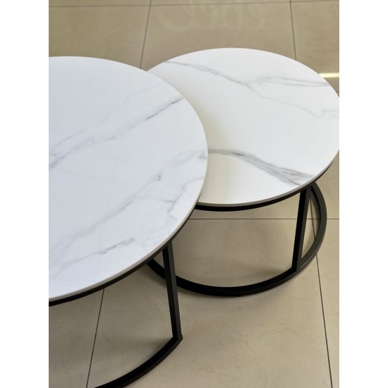 Журнальный столик FLORIDA A белый глянец эф.мрамора/черный (к-кт) 5