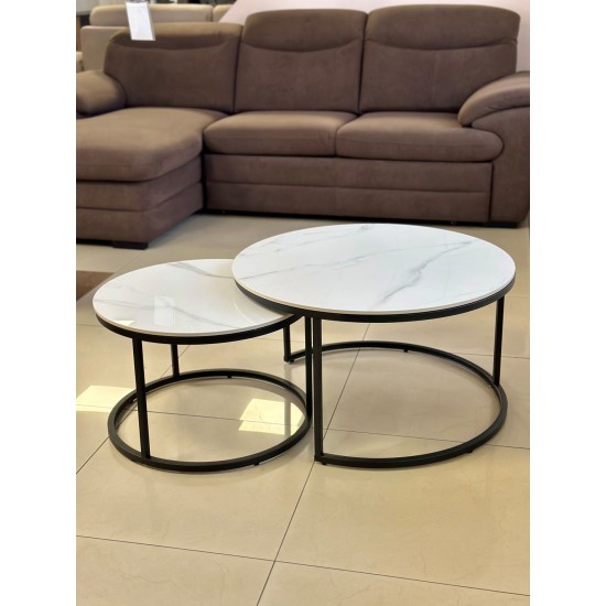 Журнальный столик FLORIDA A белый глянец эф.мрамора/черный (к-кт) 6