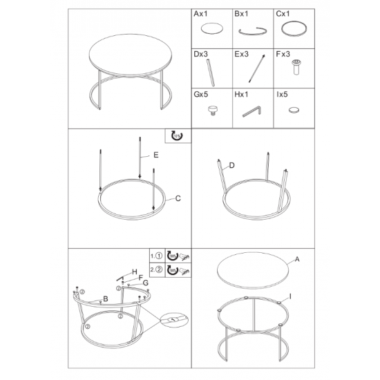 Журнальный столик FLORIDA A белый глянец эф.мрамора/черный (к-кт) 9