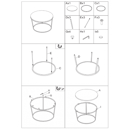 Журнальный столик FLORIDA A белый глянец эф.мрамора/черный (к-кт) 8