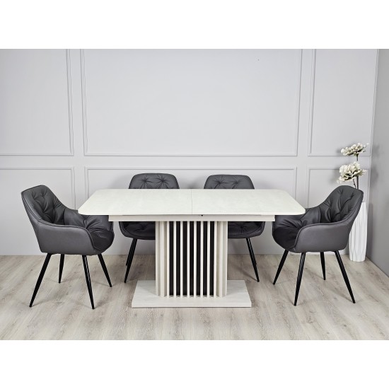 Стіл обідній розкладний CASANDRA S/A MAX 160(210)x90 шовковий камінь / антрацит 5