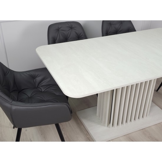 Стіл обідній розкладний CASANDRA S/A MAX 160(210)x90 шовковий камінь / антрацит 20