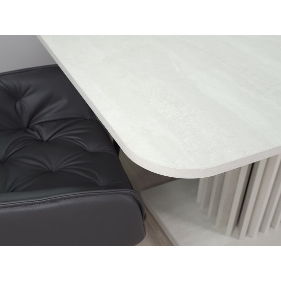 Стіл обідній розкладний CASANDRA S/A MAX 160(210)x90 шовковий камінь / антрацит 17