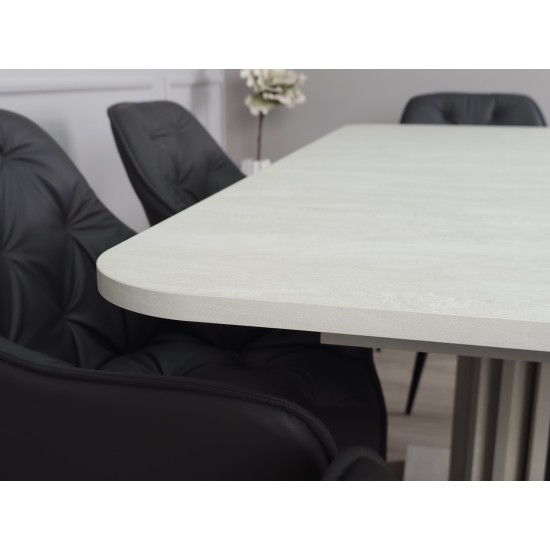 Стіл обідній розкладний CASANDRA S/A MAX 160(210)x90 шовковий камінь / антрацит 16