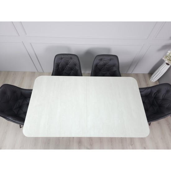 Стіл обідній розкладний CASANDRA S/A MAX 160(210)x90 шовковий камінь / антрацит 19