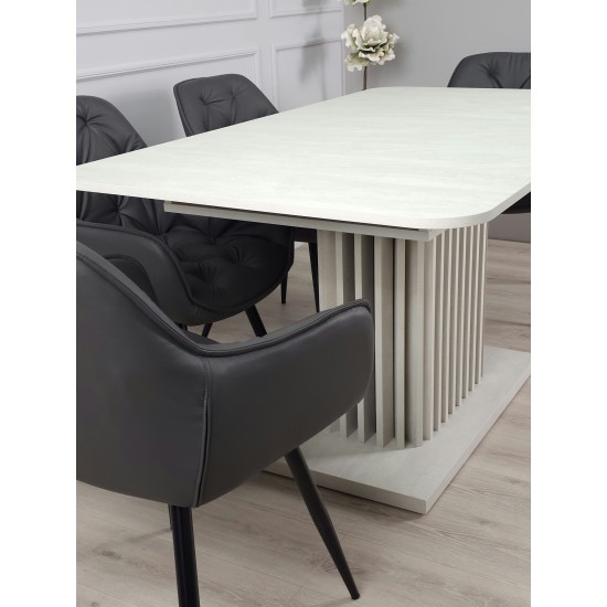 Стіл обідній розкладний CASANDRA S/A MAX 160(210)x90 шовковий камінь / антрацит 7