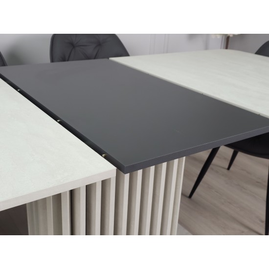 Стіл обідній розкладний CASANDRA S/A MAX 160(210)x90 шовковий камінь / антрацит 11