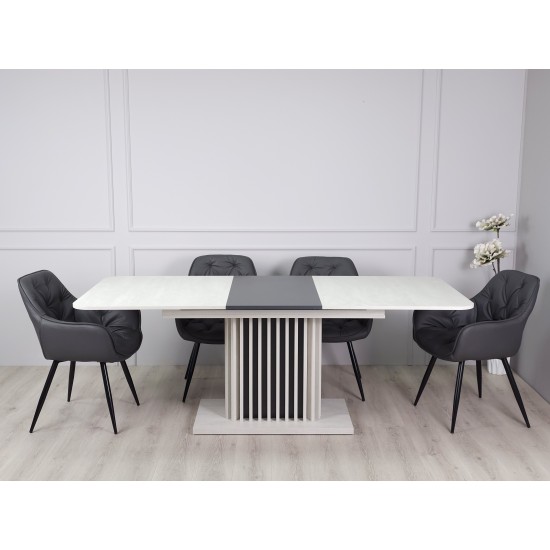 Стіл обідній розкладний CASANDRA S/A MAX 160(210)x90 шовковий камінь / антрацит 12