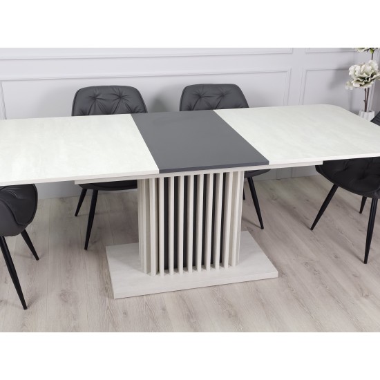 Стіл обідній розкладний CASANDRA S/A MAX 160(210)x90 шовковий камінь / антрацит 15