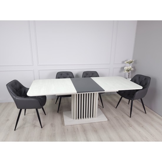 Стіл обідній розкладний CASANDRA S/A MAX 160(210)x90 шовковий камінь / антрацит 13