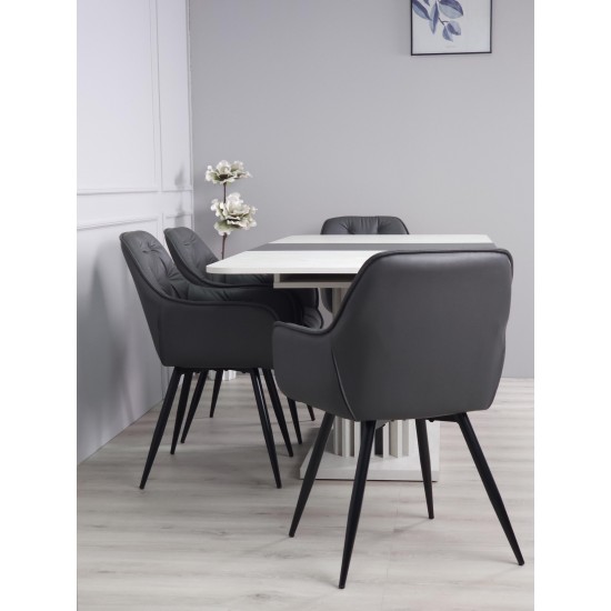 Стіл обідній розкладний CASANDRA S/A MAX 160(210)x90 шовковий камінь / антрацит 8