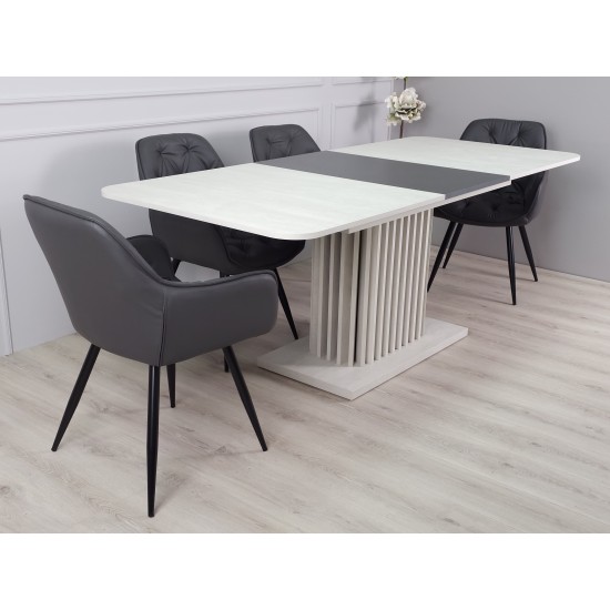 Стіл обідній розкладний CASANDRA S/A MAX 160(210)x90 шовковий камінь / антрацит 14