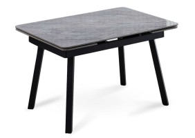 Стіл обідній розкладний MADRID CERAMIC 120(180)*85 сірий глянець / чорний каркас